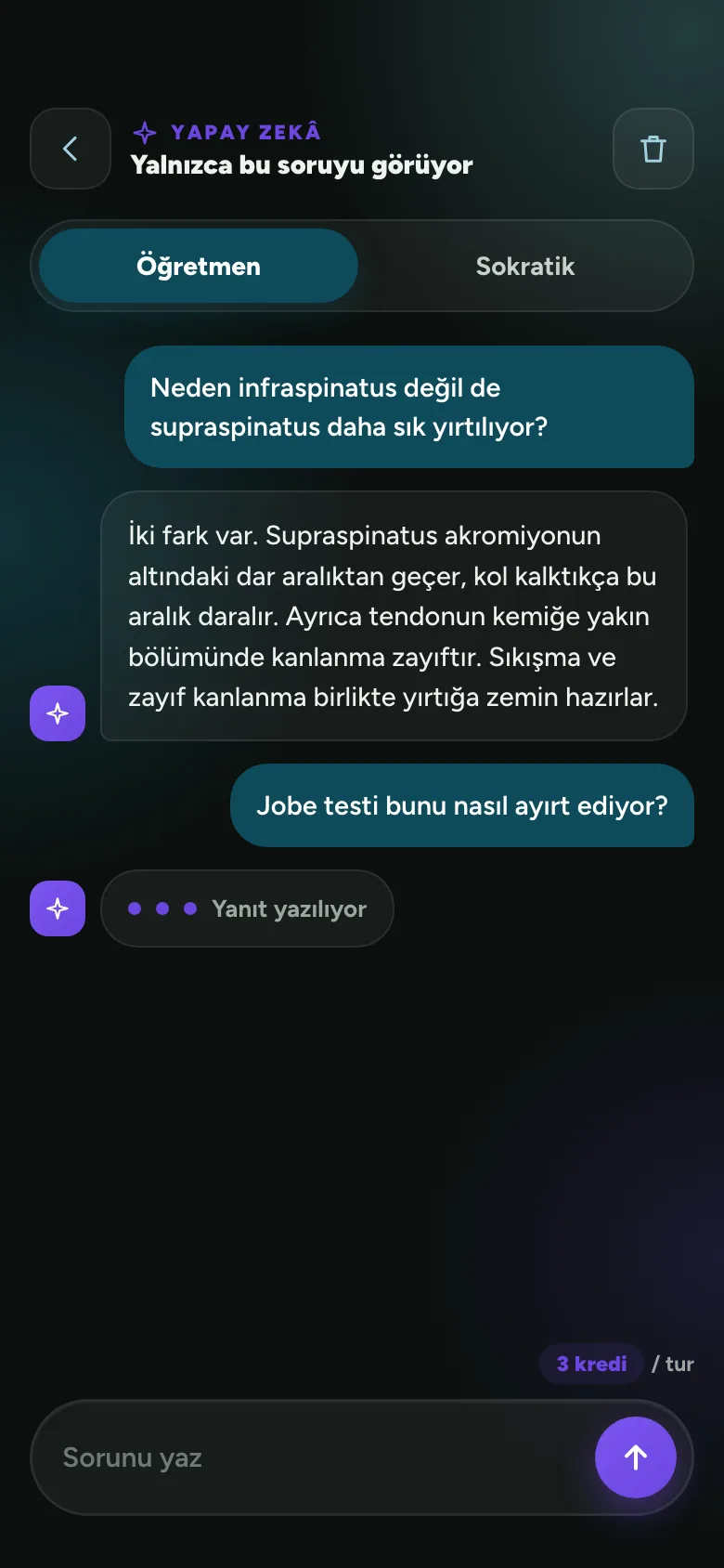 Yapay zekâ ekranı: soru sonrası Öğretmen sohbeti
