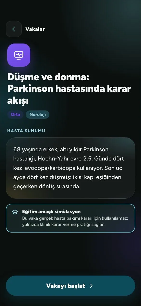 PhysioThink Klinik Karar Verme vaka girişi